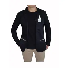 MODA EN CIRCUITO - Chaqueta Tipo Bleiser en Dril Para Hombre CON CODERAS NEGRO