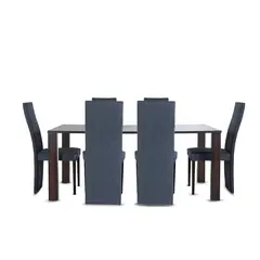 MUEBLES FIOTTI - Juego de comedor 6 Puestos Wengue Gris Eliazar