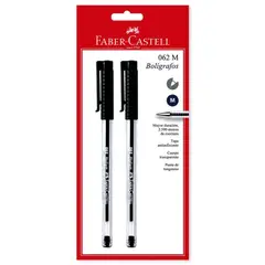 FABER-CASTELL - Bolígrafo Médium 062 Negro X 2 Blíster Faber Castell