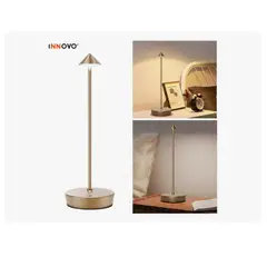 INNOVA - Lampara Led Slim De Mesa Táctil 3 Tonos Innovo Led Recargable Gold