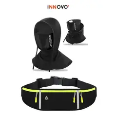 INNOVA - Combo Canguro Deportivo Negro Y Balaclava Para Ciclistas