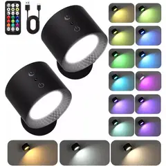ONE PIXEL - Lampara De Pared Aplique Recargable Rbg Con Contol 2 Unidades