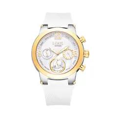LOIX - Reloj mujer LA1143-1 Blanco con plateado bisel dorado tablero blanco