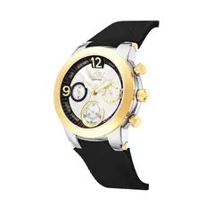 LOIX - Reloj mujer LA1143-2 Negro con plateado bisel dorado tablero blanco
