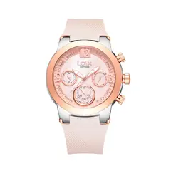 LOIX - Reloj mujer LA1143-3 Beige con plateado bisel oro rosa tablero beige