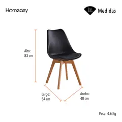 STAY ELIT - SET DE 2 SILLAS ACOJINADAS TIPO EAMES COLOR NEGRO