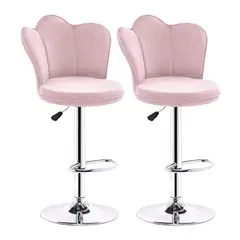 GENERICO - Set X2 Silla Bar Butaco Alta Giratoria Barra Cocina Refana Rosa