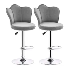 GENERICO - Set X2 Silla Bar Butaco Alta Giratoria Barra Cocina Refana Gris
