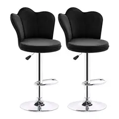 GENERICO - Set X2 Silla Bar Butaco Alta Giratoria Barra Cocina Refana Negro