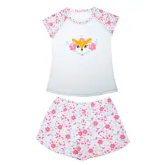 LILI PINK - Conjunto de pijama para niña con camiseta y short