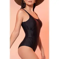 LILI PINK - Vestido de baño enterizo en microfibra negro