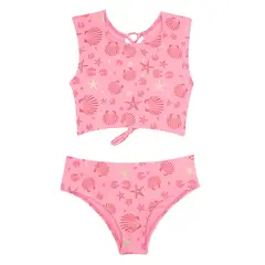 LILI PINK - Vestido de baño de dos piezas en microfibra para niña