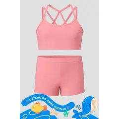 LILI PINK - Vestido de baño dos piezas niña junior