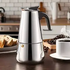 GENERICO - Cafetera Italiana Espresso Acero Quirurgico 6 Tazas