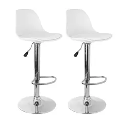GENERICO - Set X2 Silla Bar Butaco Alta Giratoria Cocina Reforlando Blanco