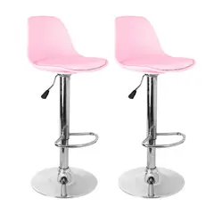 GENERICO - Set X2 Silla Bar Butaco Alta Giratoria Cocina Reforlando Rosa
