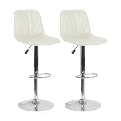DIMATEX LEON - Set x2 Silla Bar Butaco Alta Giratoria Pvc Barra Cocina Refmercedes Blanco