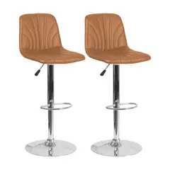 DIMATEX LEON - Set x2 Silla Bar Butaco Alta Giratoria Pvc Barra Cocina Refmercedes Café