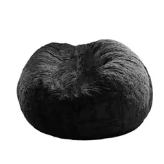 DORMIPUFF - Puff Redondo Gigante Tela Peluche Negro Silla Cojín