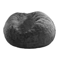 DORMIPUFF - Puff Redondo Gigante Tela Peluche Gris Silla Cojín