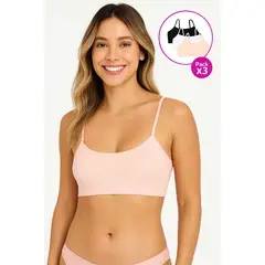 LILI PINK - Top seamless sin costuras laterales paquete x3