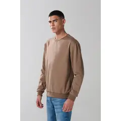 KOAJ - Buzo unicolor cuello redondo con manga larga Hombre