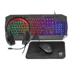 KALLEY - Combo gamer marca Teclado Mouse Audífonos y PadMouse Negro