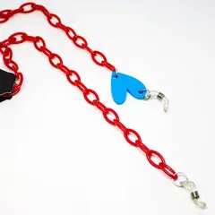 AT NIGHT SUNGLASSES - Cuelga Gafas Infantil Acrílico Geométrico Rojo con Corazon Azul