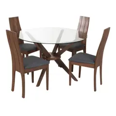 MUEBLES FIOTTI - Juego de comedor 4 Puestos Redondo caoba cedro Eder