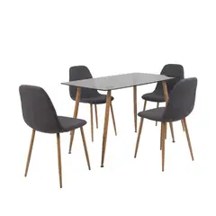 MUEBLES FIOTTI - Juego de comedor 4 Puestos Vidrio Oscuro Rudy Gris