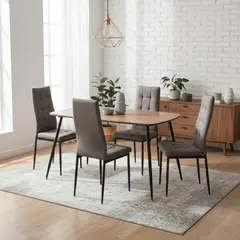 MUEBLES FIOTTI - Juego de comedor 4 Puestos Madera Gris
