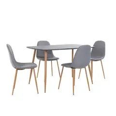 MUEBLES FIOTTI - Juego de comedor 4 Puestos Acero Gris Warata