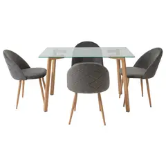 MUEBLES FIOTTI - Juego de comedor 4 Puestos Vidrio Gris Najam