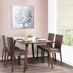 MUEBLES FIOTTI - Juego de comedor 4 Puestos Madera Wengue Gris Ekaval