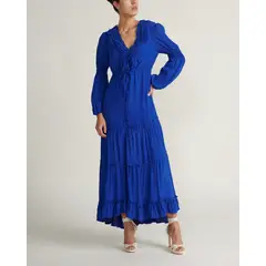 CHERIE - Vestido maxi manga larga azul Multicolor D2339HMBLUE