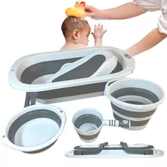 AMERICAN GENERICS - Bañera Plegable Para Bebes 5 En 1 Portatil + Accesorios