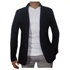 MODA EN CIRCUITO - Chaqueta, Bleiser en Dril Para Hombre SIN CODERAS, TOTALMENTE NEGRO.