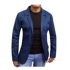 MODA EN CIRCUITO - Chaqueta Tipo Bleiser en Dril Para Hombre SIN CODERAS AZUL PETROLEO