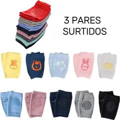 GENERICO - Rodillera Bb X3 Pares Para Gatear Colores Surtidos Bebe