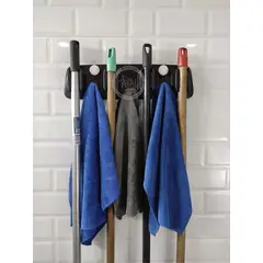 INDUHOGAR - Organizador de escobas y traperos color negro