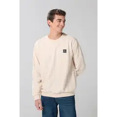 KOAJ - Buzo cuello redondo unicolor con estampado continuo y l Hombre