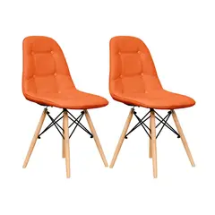 DIMATEX LEON - Set x2 Silla Decor Mueble Sala Comedor Dormitorio Refcarmen Naranja