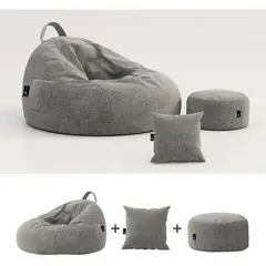 GENERICO - PUFF SILLA DISEÑO GOTA SET COLOR GRIS TAMAÑO L ADULTO