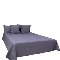 HOMETEX - TENDIDO PARIS FULL QUEEN DOBLE FAZ GRIS - TURQUESA FUNDAS GRIS