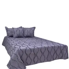 HOMETEX - TENDIDO PASSWORD ONDAS KING DOBLE FAZ GRIS - BLANCO