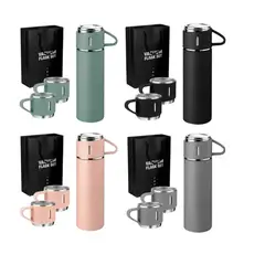 GENERICO - Termo Portátil En Acero Inoxidable 500ml + 3 Tazas Obsequio