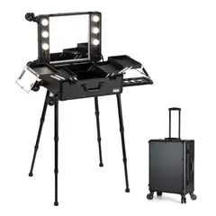 ZHOPI CO - Maleta Mesa De Manicura Plegable Con Ruedas Luces Led