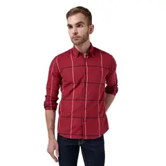 LOS CABALLEROS - Camisa leñadora roja con cuadros blancos