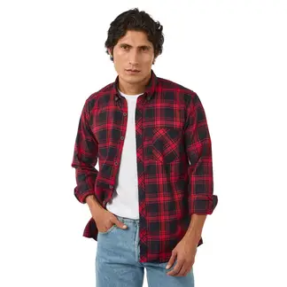 LOS CABALLEROS - Camisa leñadora roja a cuadros azules