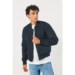KOAJ - Chaqueta unicolor bomber acolchada con acabados en rib Hombre